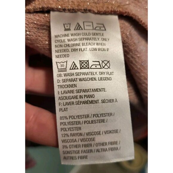 Susan Graver Pink Orange Sparkle Floral Knit 3 Button Long Blazer Jacket Sz S - Picture 8 of 8